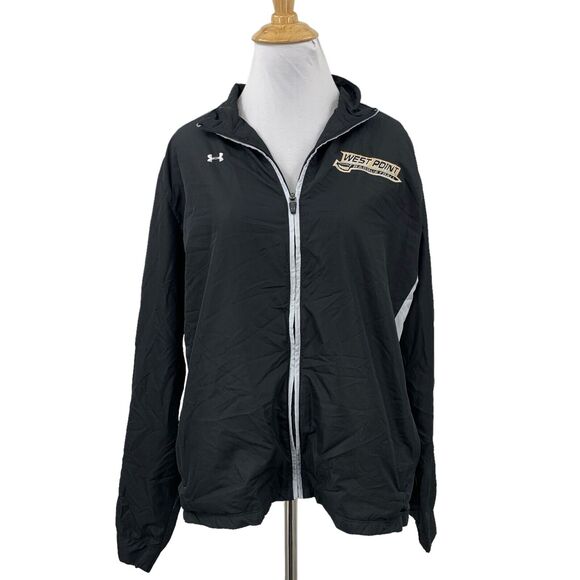 Under Armour Jacket Womens L Large Black Full Zip Mock West Point Racquetball - Picture 1 of 15